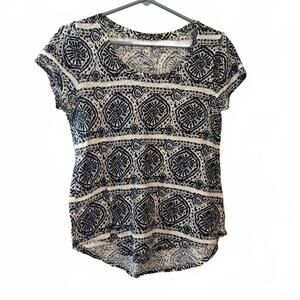 Lucky Brand Black and White Geometric Women's T-Shirt